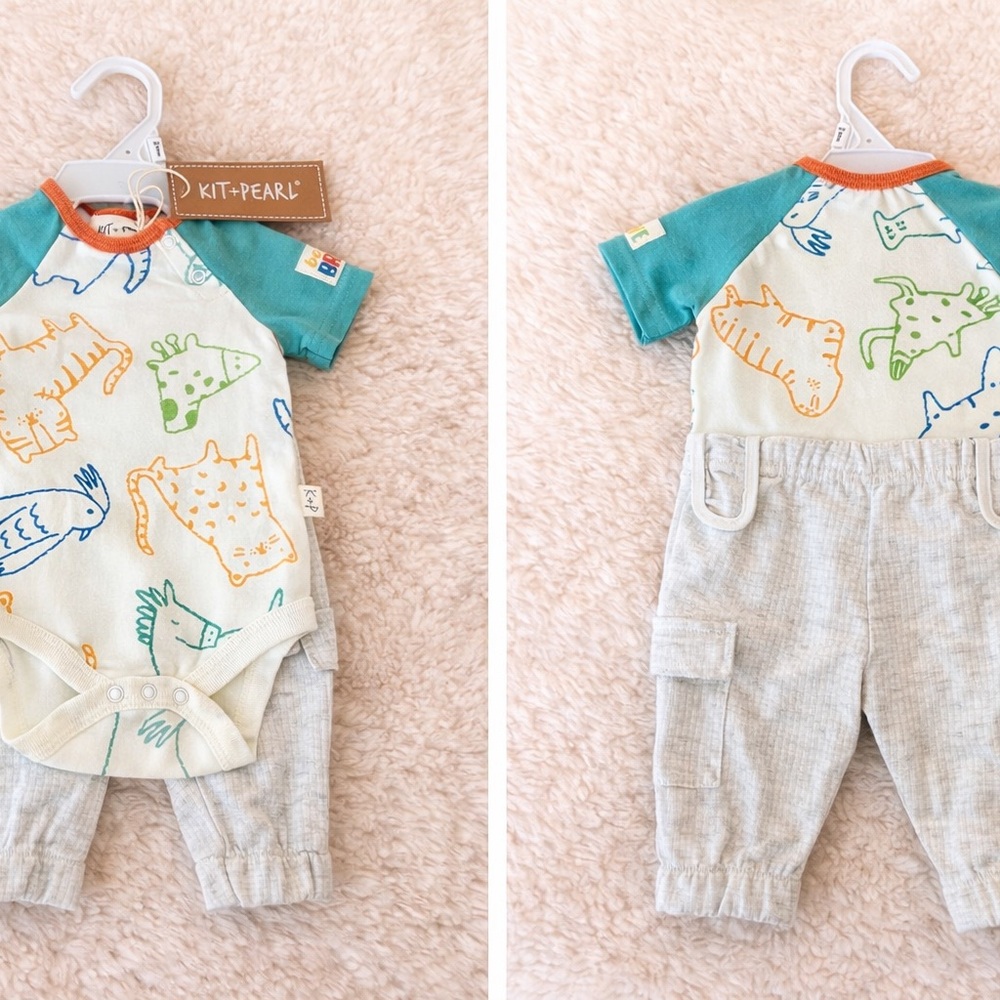 Kit + Pearl Baby Outfit Set 0-3M | Dino Print Onesie + Pants | NWT